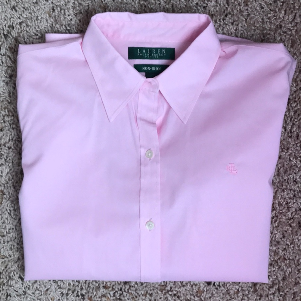 Women’s Lauren Petite Non iron pink shirt